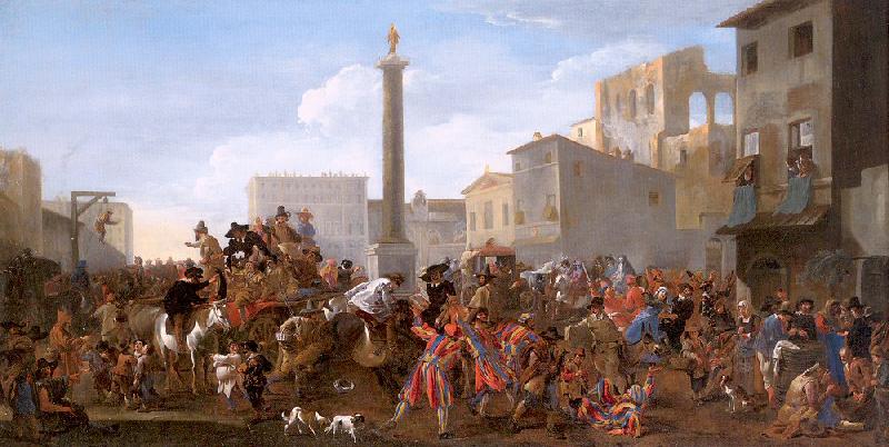 Miel, Jan Carnival in the Piazza Colonna, Rome oil painting image